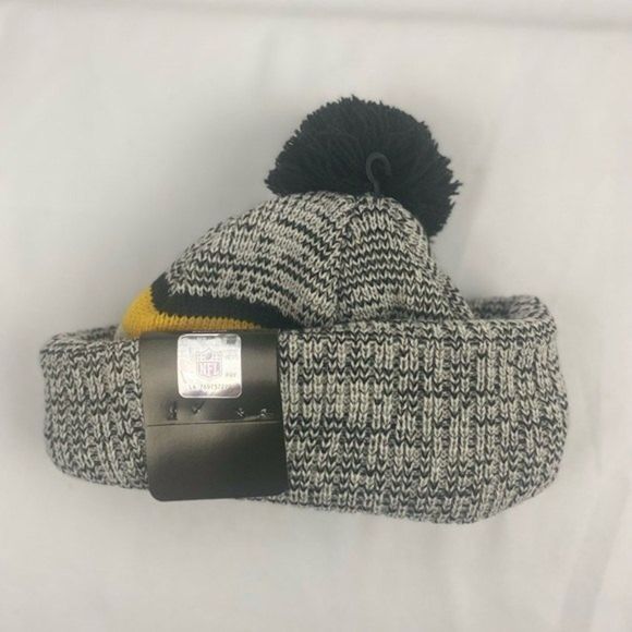 Pittsburgh Steelers New Era NFL Sideline Sport Pom Cuffed Knit Hat // NEW - Picture 6 of 6
